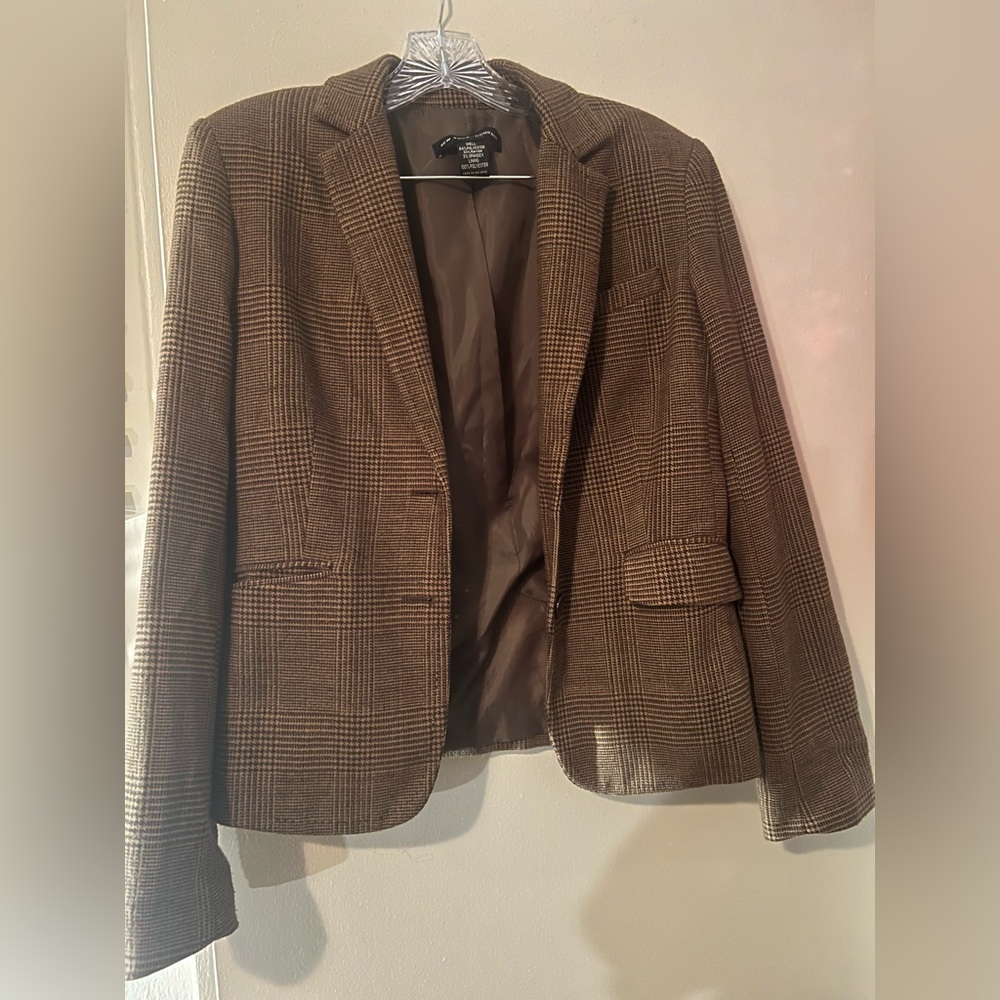 2 for $5, Vintage New York & Company Soft Brown Houndstooth Blazer